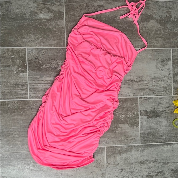 Pink Ruched Mini Dress - Picture 3 of 7